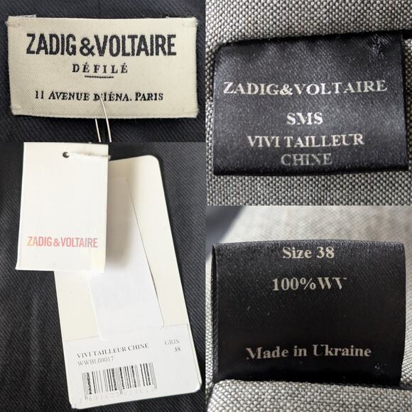 Zadig & Voltaire Défilé NWT Vivi Tailleur Chine Wool Menswear Blazer 38 Medium - Picture 6 of 10